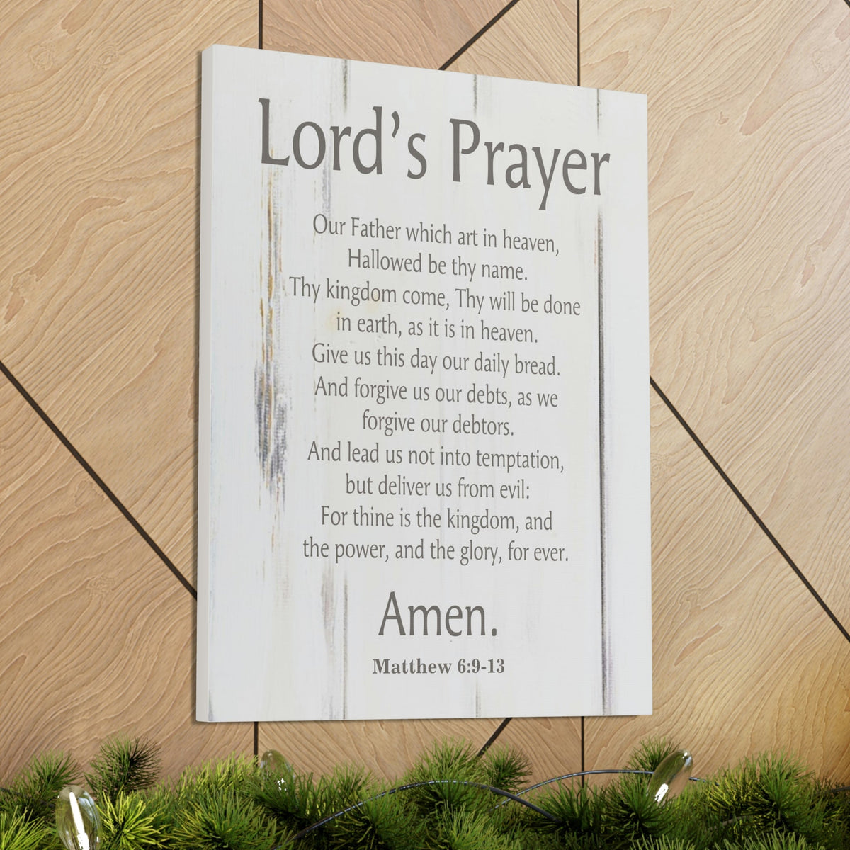 Scripture Walls Lords Prayer Matthew 6:9-13 White Wood Christian Wall Art Print Ready to Hang Unframed-Express Your Love Gifts