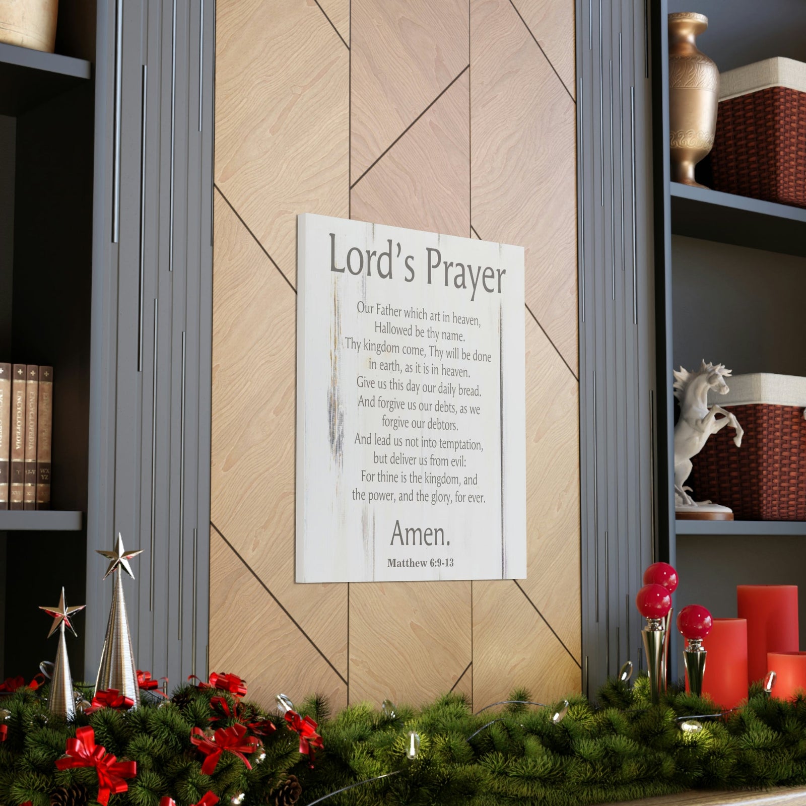 Scripture Walls Lords Prayer Matthew 6:9-13 White Wood Christian Wall Art Print Ready to Hang Unframed-Express Your Love Gifts