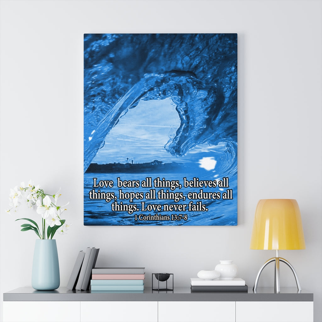 Scripture Walls Love Bears All 1 Corinthians 13:78 Bible Verse Canvas Christian Wall Art Ready to Hang Unframed-Express Your Love Gifts