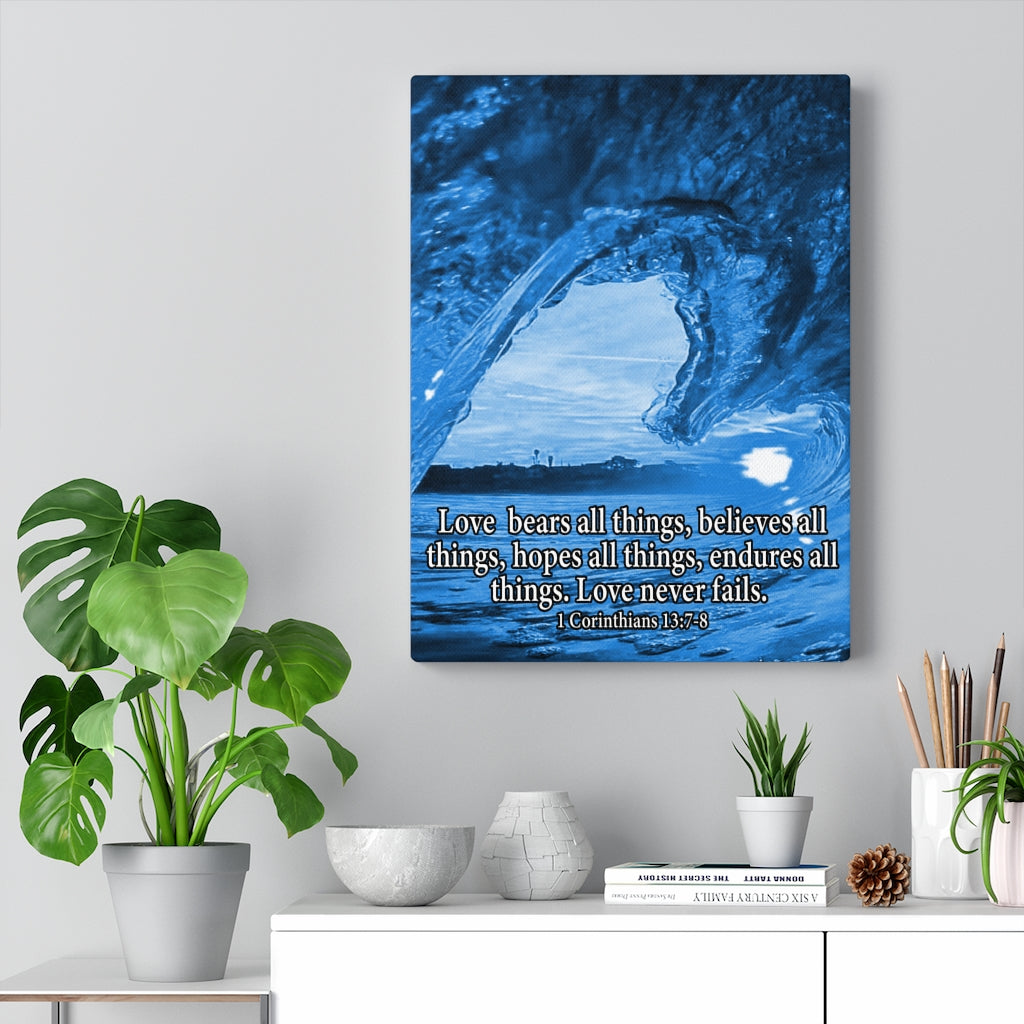 Scripture Walls Love Bears All 1 Corinthians 13:78 Bible Verse Canvas Christian Wall Art Ready to Hang Unframed-Express Your Love Gifts