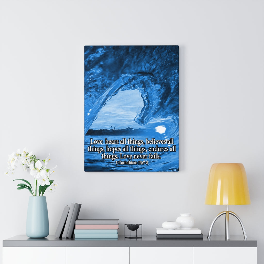 Scripture Walls Love Bears All 1 Corinthians 13:78 Bible Verse Canvas Christian Wall Art Ready to Hang Unframed-Express Your Love Gifts