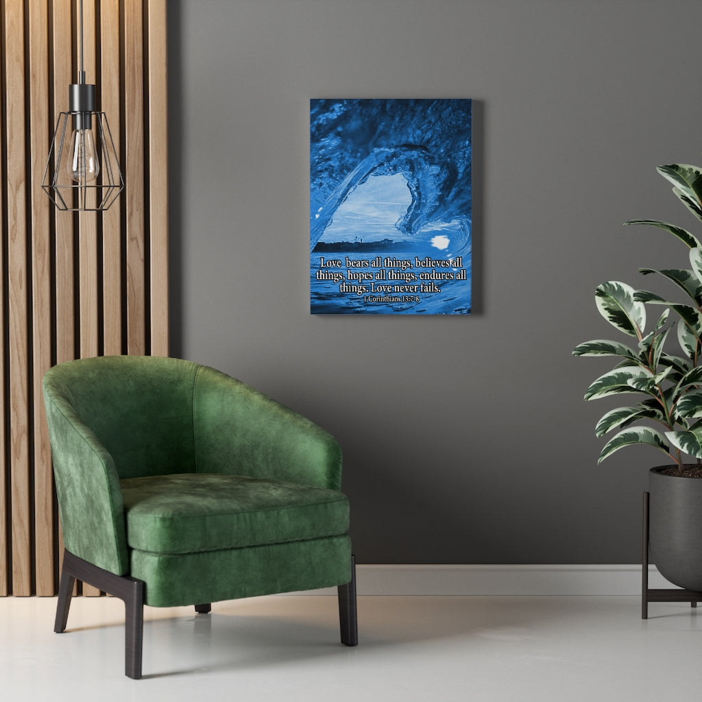 Scripture Walls Love Bears All 1 Corinthians 13:78 Bible Verse Canvas Christian Wall Art Ready to Hang Unframed-Express Your Love Gifts