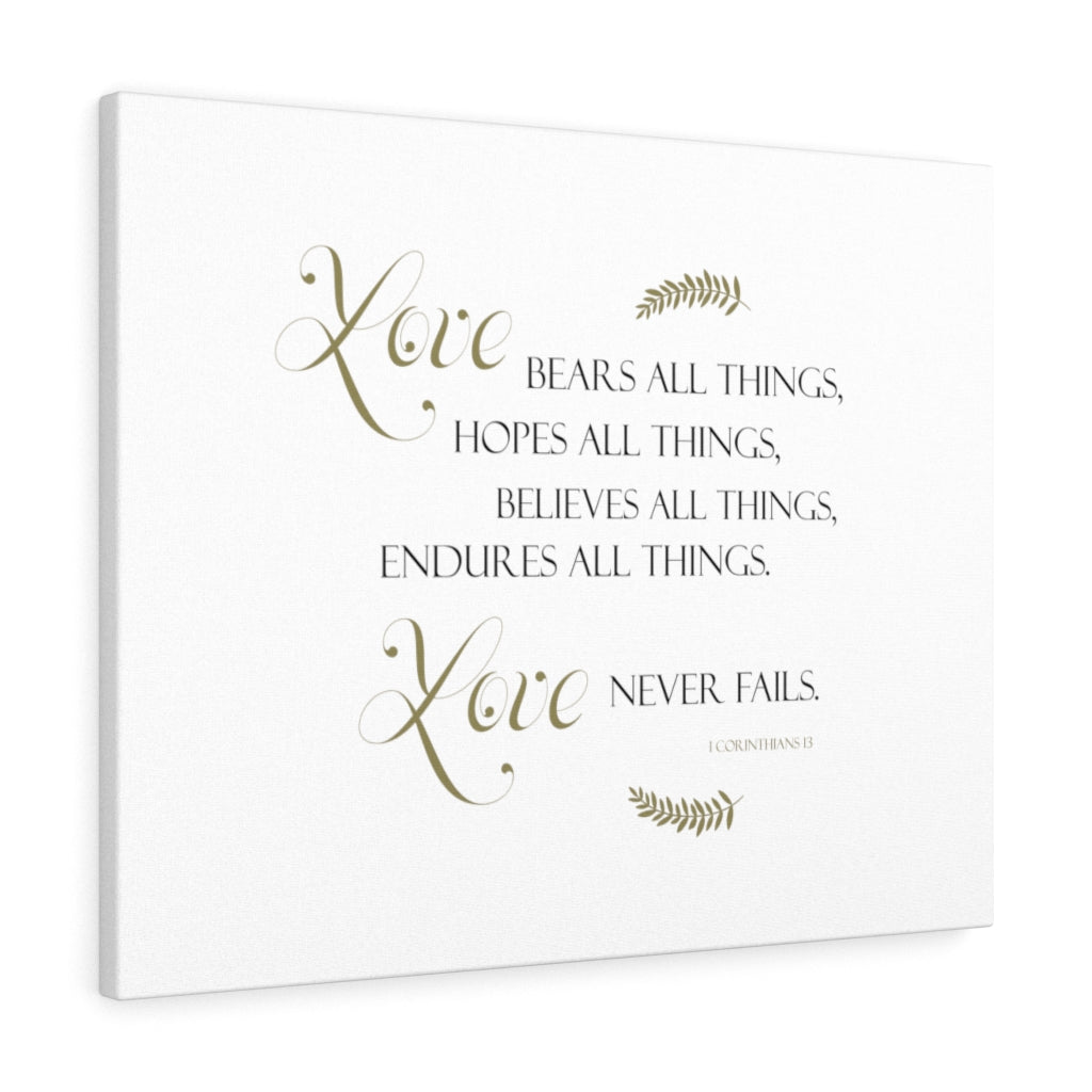 Scripture Walls Love Bears All Things 1 Corinthians 13 Bible Verse Canvas Christian Wall Art Ready to Hang Unframed-Express Your Love Gifts