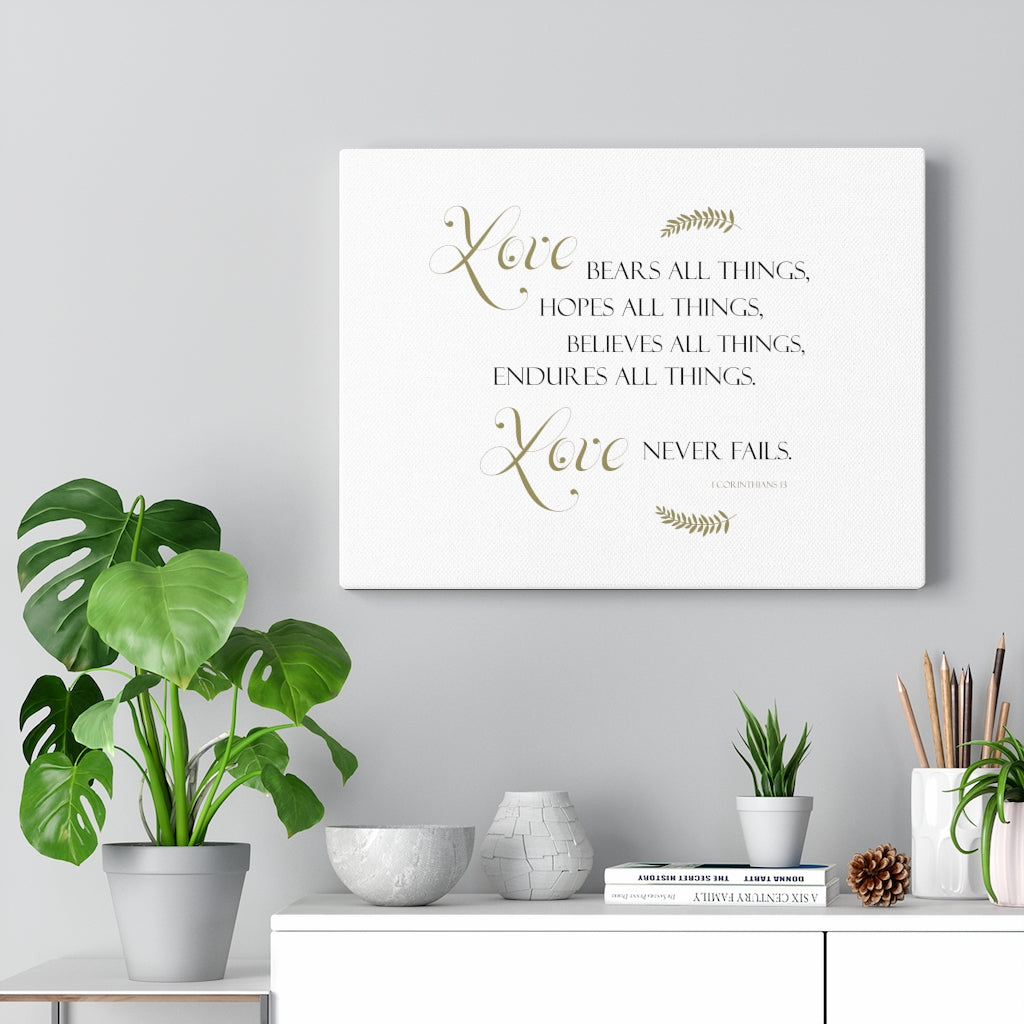 Scripture Walls Love Bears All Things 1 Corinthians 13 Bible Verse Canvas Christian Wall Art Ready to Hang Unframed-Express Your Love Gifts