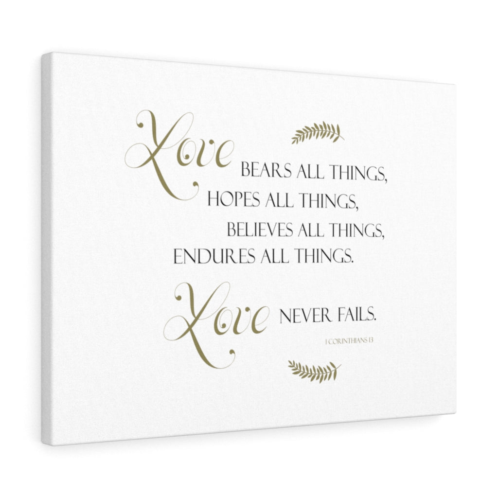 Scripture Walls Love Bears All Things 1 Corinthians 13 Bible Verse Canvas Christian Wall Art Ready to Hang Unframed-Express Your Love Gifts