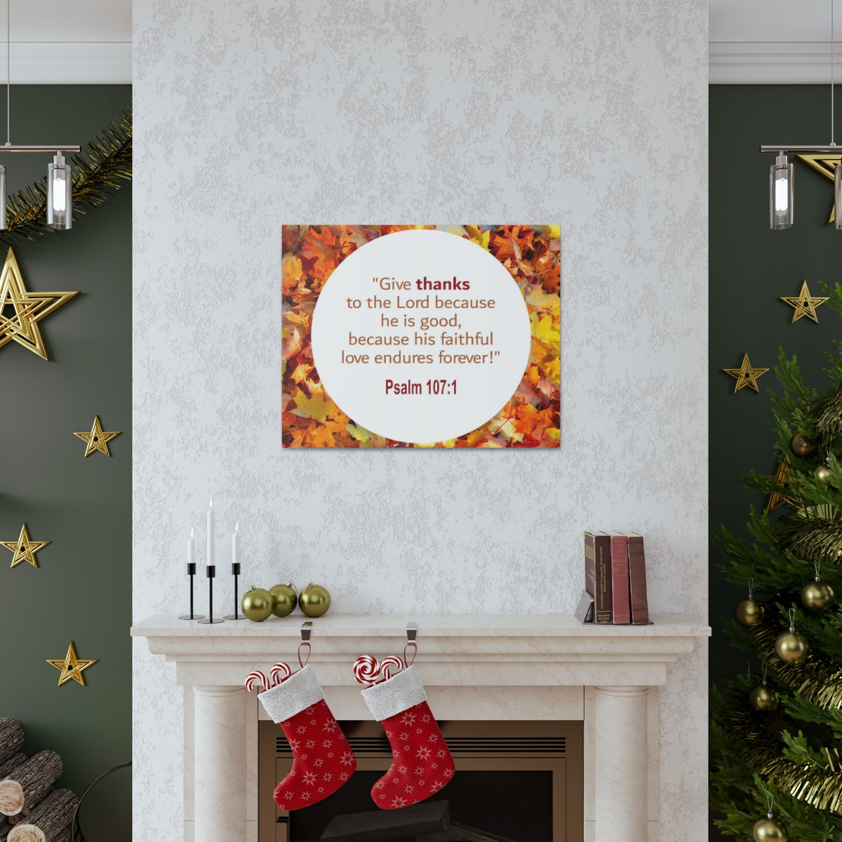 Scripture Walls Love Endures Forever Psalm 107:1 Bible Verse Canvas Christian Wall Art Ready to Hang Unframed-Express Your Love Gifts