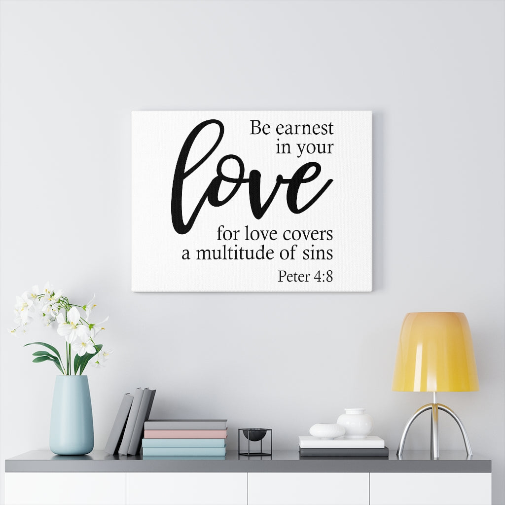 Scripture Walls Love For Love Peter 4:8 Bible Verse Canvas Christian Wall Art Ready to Hang Unframed-Express Your Love Gifts