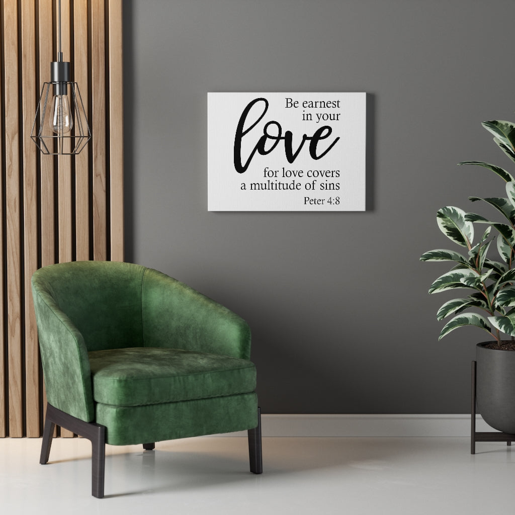 Scripture Walls Love For Love Peter 4:8 Bible Verse Canvas Christian Wall Art Ready to Hang Unframed-Express Your Love Gifts