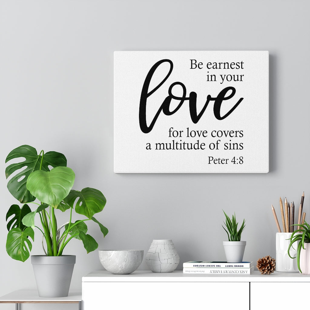Scripture Walls Love For Love Peter 4:8 Bible Verse Canvas Christian Wall Art Ready to Hang Unframed-Express Your Love Gifts