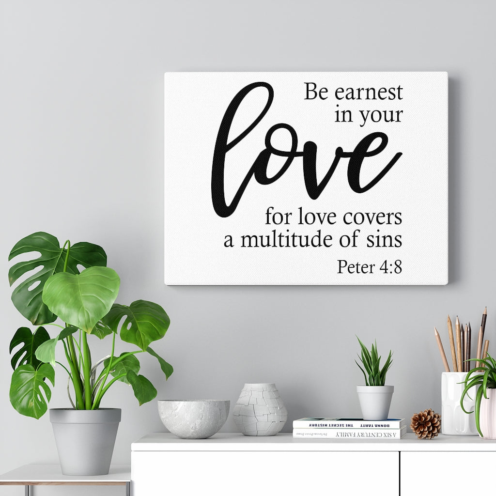 Scripture Walls Love For Love Peter 4:8 Bible Verse Canvas Christian Wall Art Ready to Hang Unframed-Express Your Love Gifts