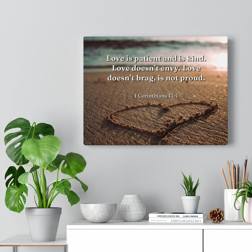 Scripture Walls Love Is... 1 Corinthians 13:4 Bible Verse Canvas Christian Wall Art Ready to Hang Unframed-Express Your Love Gifts
