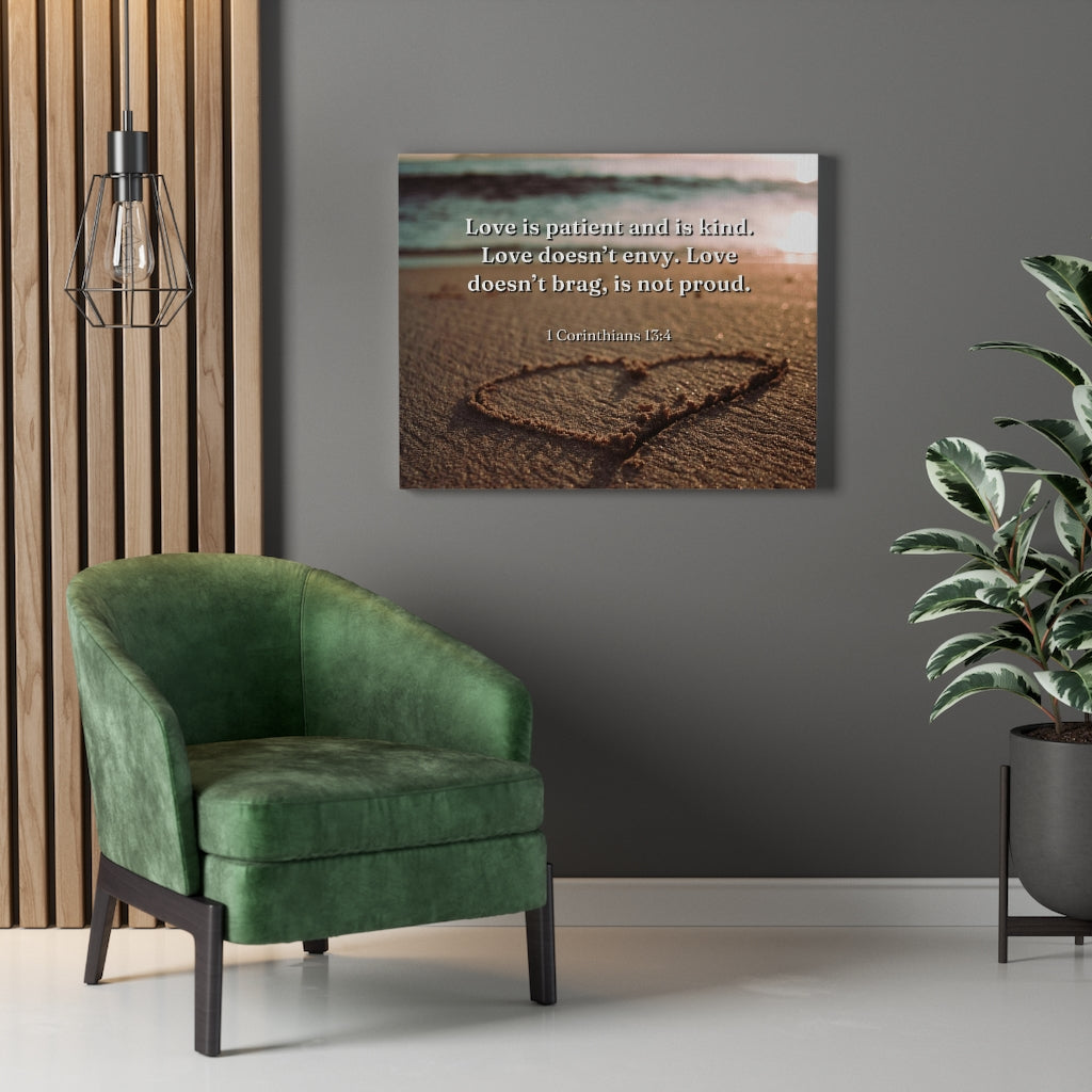 Scripture Walls Love Is... 1 Corinthians 13:4 Bible Verse Canvas Christian Wall Art Ready to Hang Unframed-Express Your Love Gifts