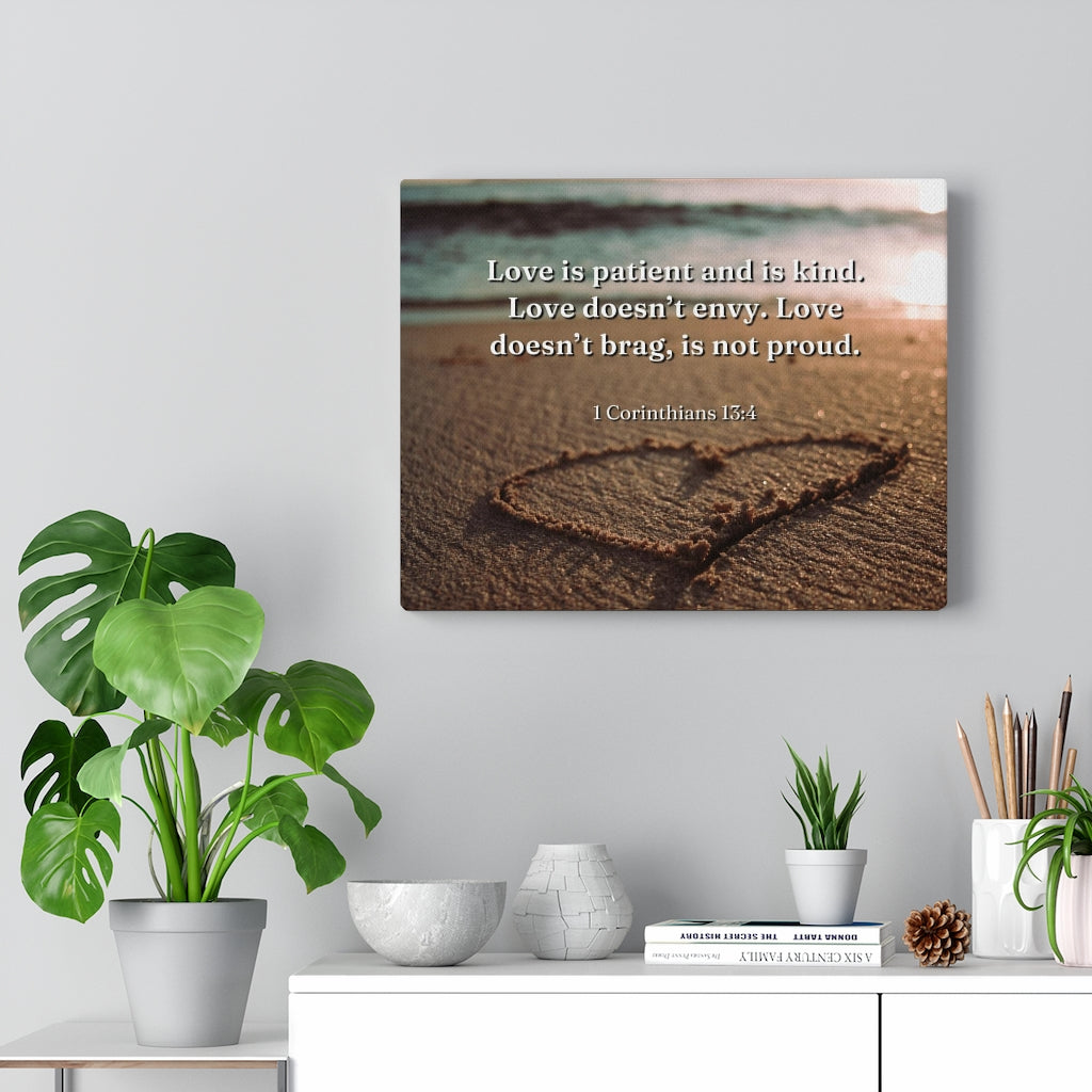 Scripture Walls Love Is... 1 Corinthians 13:4 Bible Verse Canvas Christian Wall Art Ready to Hang Unframed-Express Your Love Gifts