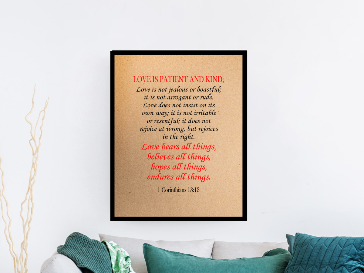 Scripture Walls Love is First Corinthians 13:13 Bible Verse Canvas Christian Wall Art Ready to Hang Unframed-Express Your Love Gifts