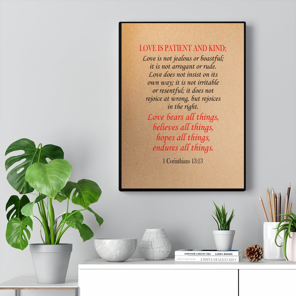 Scripture Walls Love is First Corinthians 13:13 Bible Verse Canvas Christian Wall Art Ready to Hang Unframed-Express Your Love Gifts