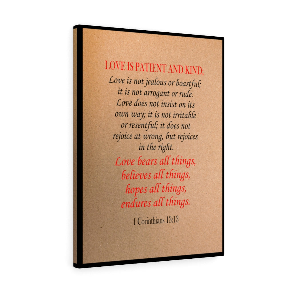 Scripture Walls Love is First Corinthians 13:13 Bible Verse Canvas Christian Wall Art Ready to Hang Unframed-Express Your Love Gifts