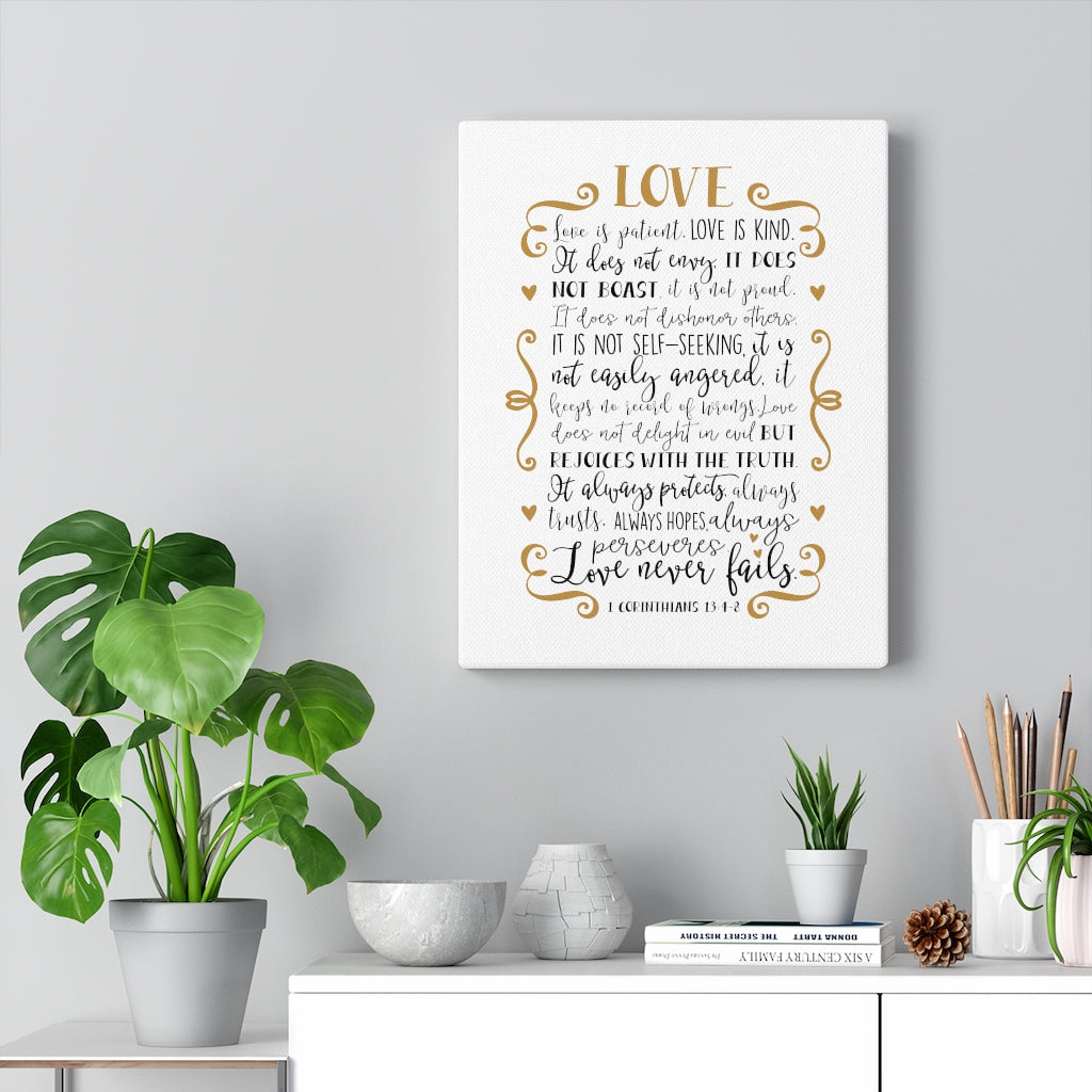 Scripture Walls Love Is Kind 1 Corinthians 13:4-8 Bible Verse Canvas Christian Wall Art Ready to Hang Unframed-Express Your Love Gifts