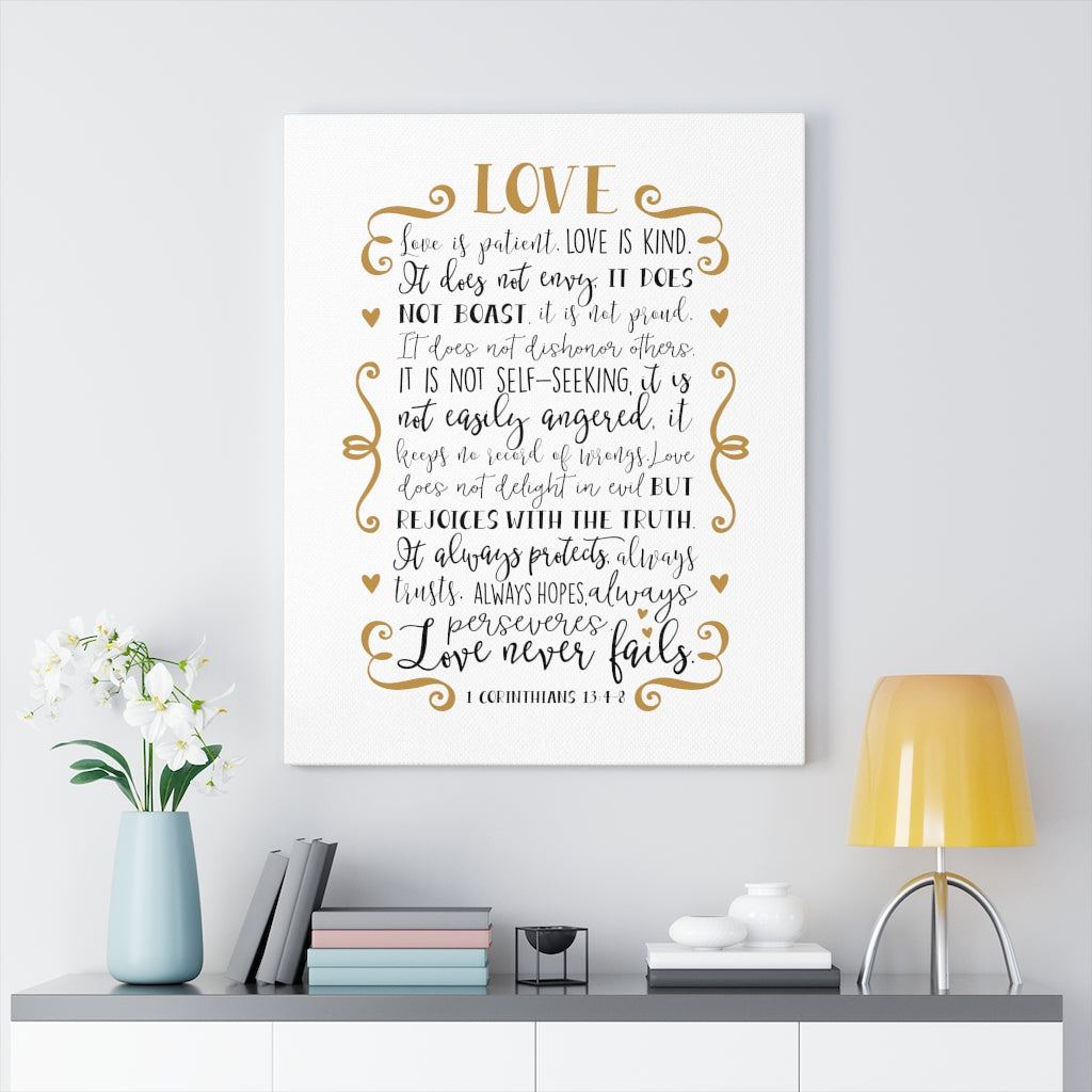 Scripture Walls Love Is Kind 1 Corinthians 13:4-8 Bible Verse Canvas Christian Wall Art Ready to Hang Unframed-Express Your Love Gifts