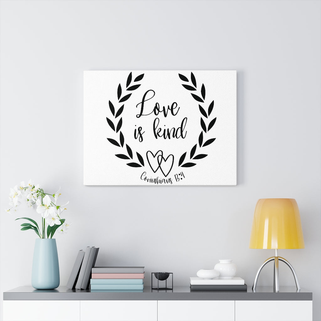 Scripture Walls Love Is Kind Heart Corinthians 13:4 Bible Verse Canvas Christian Wall Art Ready to Hang Unframed-Express Your Love Gifts