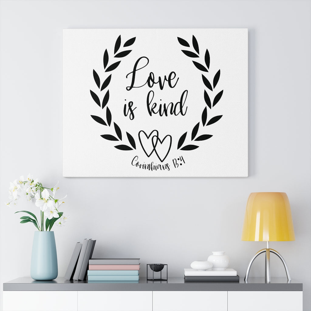 Scripture Walls Love Is Kind Heart Corinthians 13:4 Bible Verse Canvas Christian Wall Art Ready to Hang Unframed-Express Your Love Gifts
