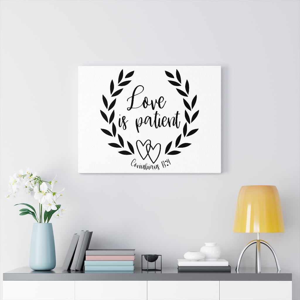 Scripture Walls Love Is Patient Heart Corinthians 13:4 Bible Verse Canvas Christian Wall Art Ready to Hang Unframed-Express Your Love Gifts