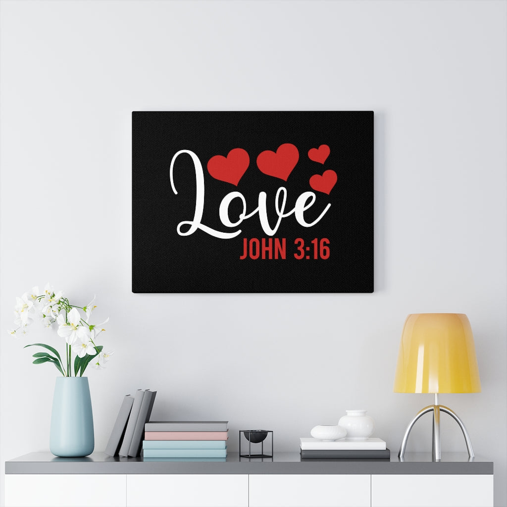 Scripture Walls Love John 3:16 Red Hearts Bible Verse Canvas Christian Wall Art Ready to Hang Unframed-Express Your Love Gifts
