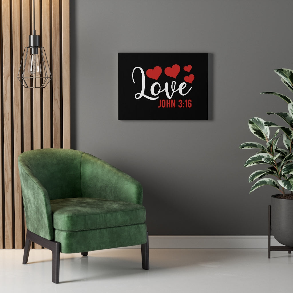 Scripture Walls Love John 3:16 Red Hearts Bible Verse Canvas Christian Wall Art Ready to Hang Unframed-Express Your Love Gifts