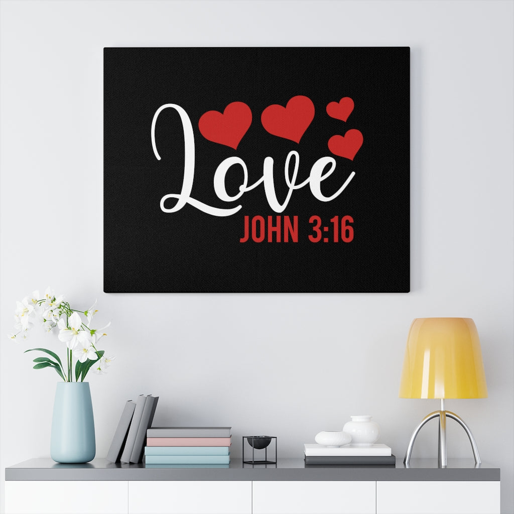Scripture Walls Love John 3:16 Red Hearts Bible Verse Canvas Christian Wall Art Ready to Hang Unframed-Express Your Love Gifts