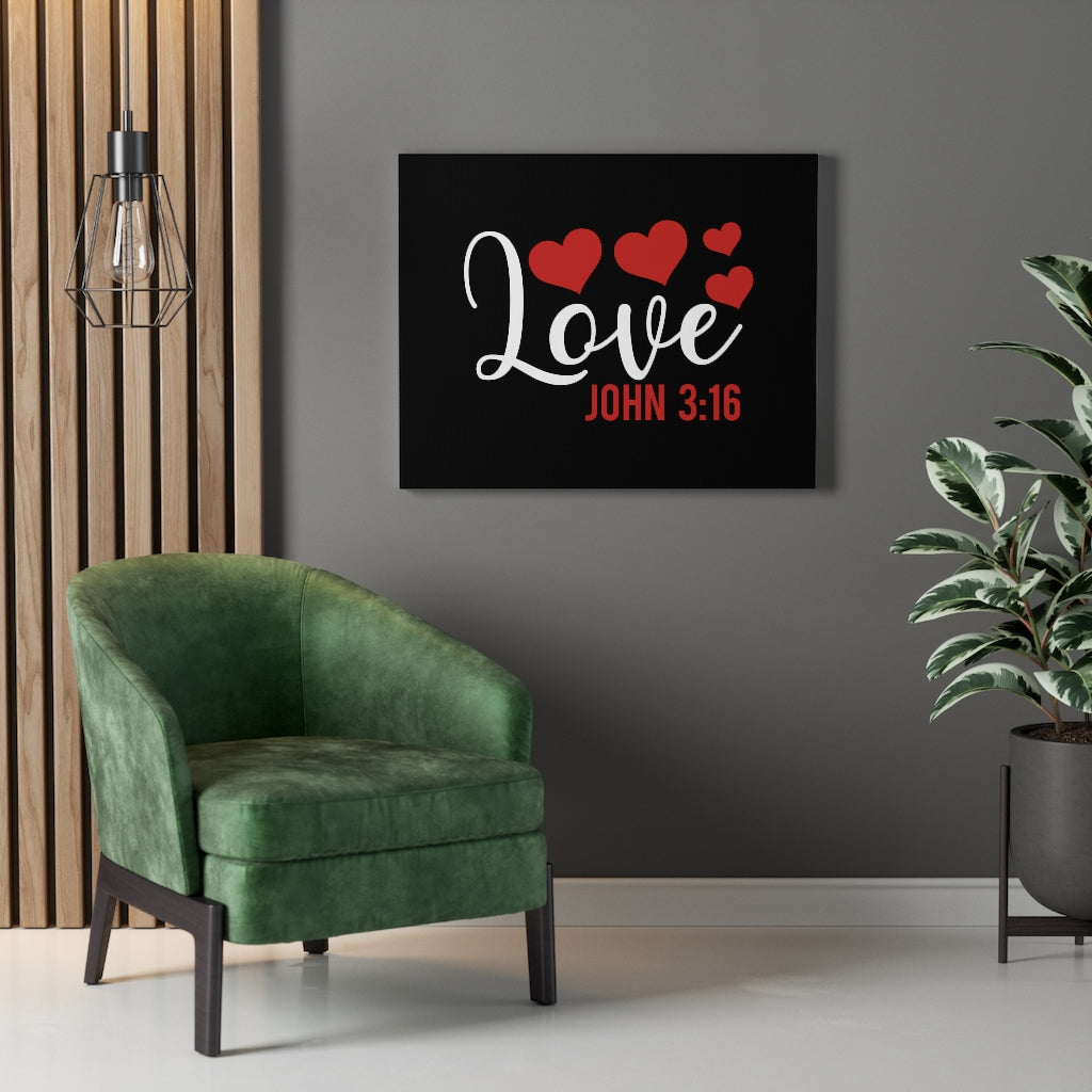 Scripture Walls Love John 3:16 Red Hearts Bible Verse Canvas Christian Wall Art Ready to Hang Unframed-Express Your Love Gifts