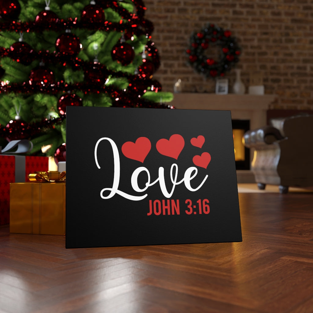 Scripture Walls Love John 3:16 Red Hearts Bible Verse Canvas Christian Wall Art Ready to Hang Unframed-Express Your Love Gifts