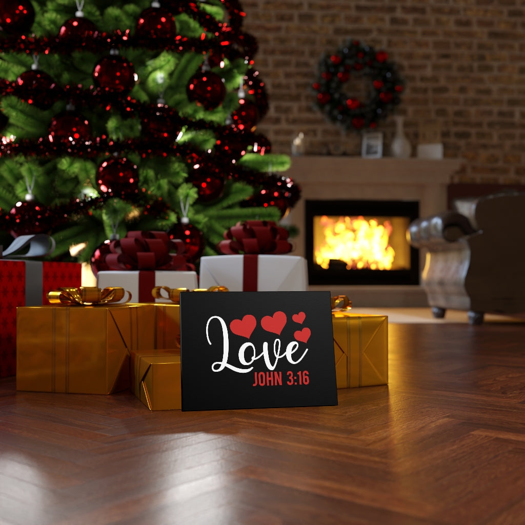 Scripture Walls Love John 3:16 Red Hearts Bible Verse Canvas Christian Wall Art Ready to Hang Unframed-Express Your Love Gifts