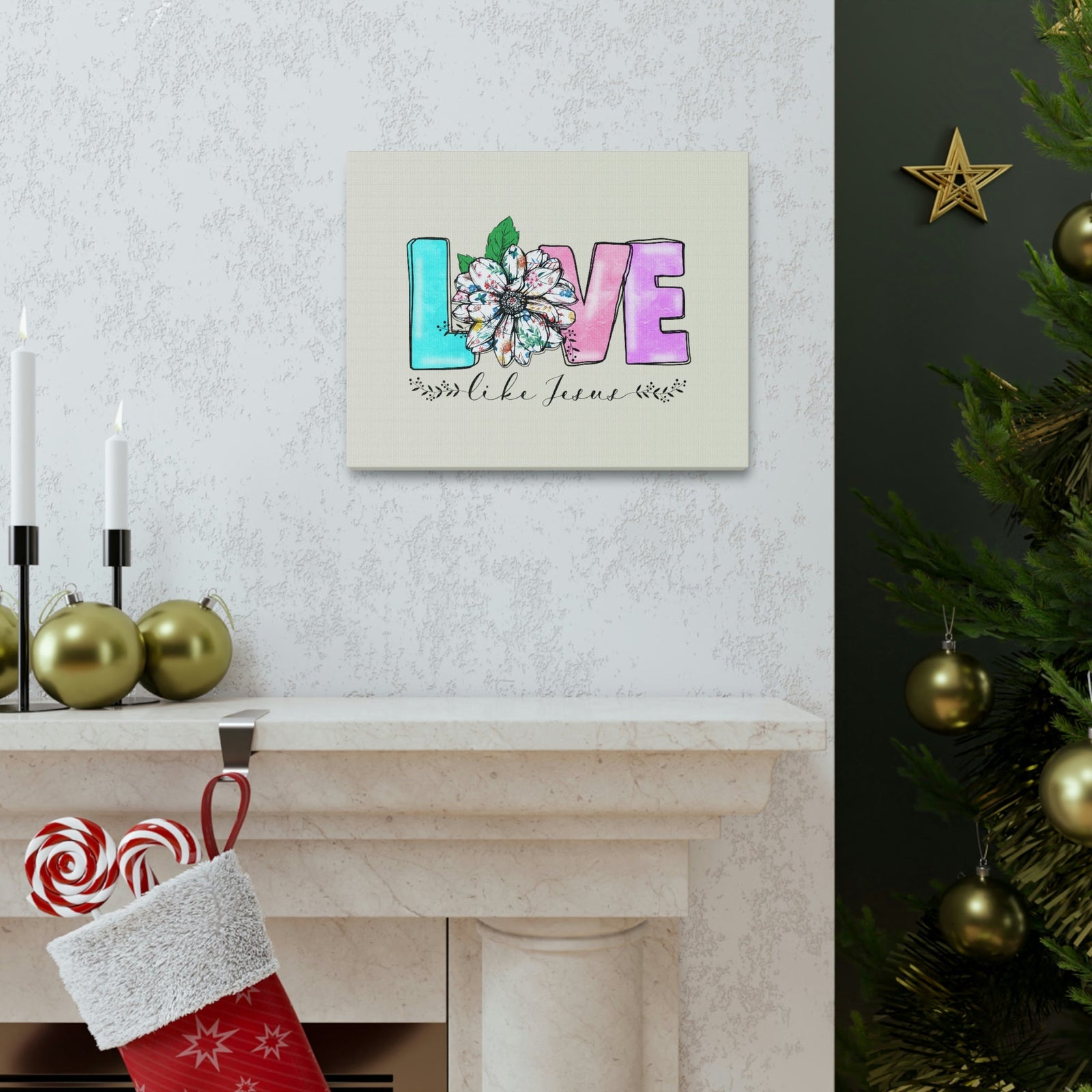 Scripture Walls Love Like Jesus Flower John 15:12 Bible Verse Canvas Christian Wall Art Ready to Hang Unframed-Express Your Love Gifts