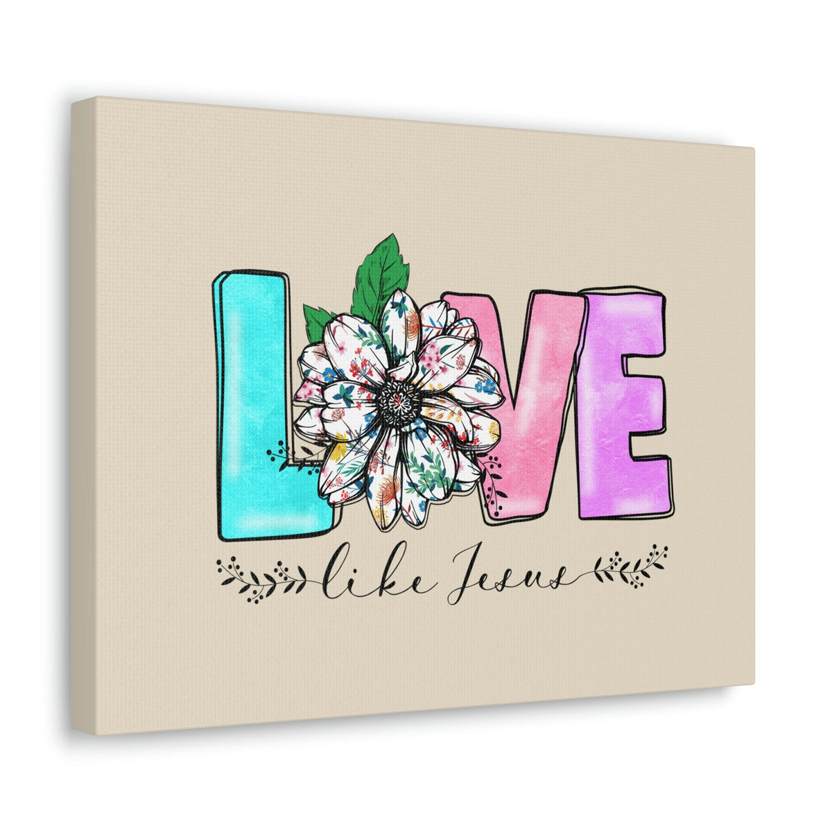 Scripture Walls Love Like Jesus Flower John 15:12 Bible Verse Canvas Christian Wall Art Ready to Hang Unframed-Express Your Love Gifts