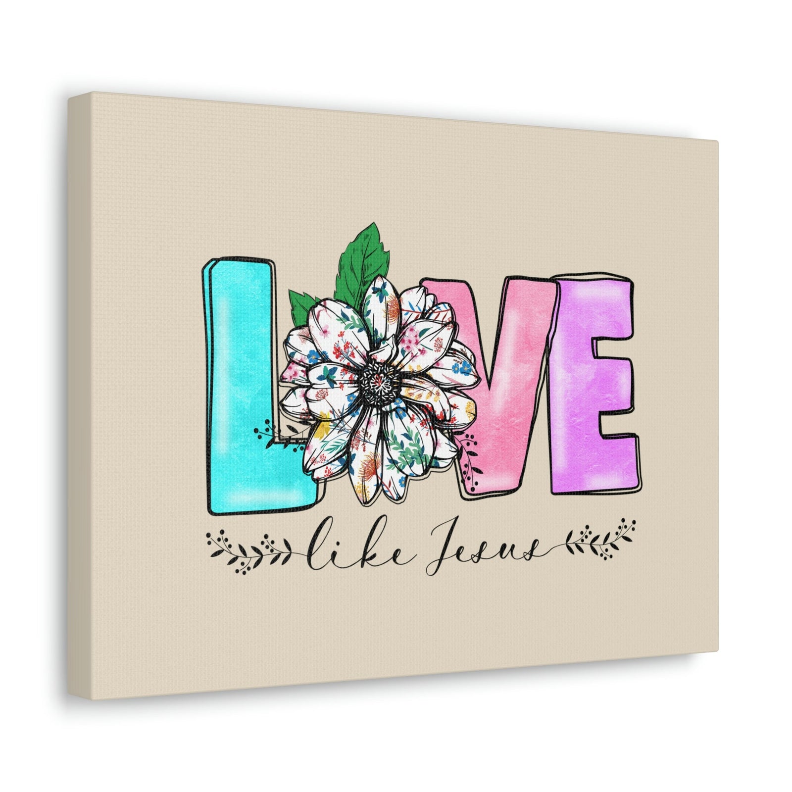 Scripture Walls Love Like Jesus Flower John 15:12 Bible Verse Canvas Christian Wall Art Ready to Hang Unframed-Express Your Love Gifts