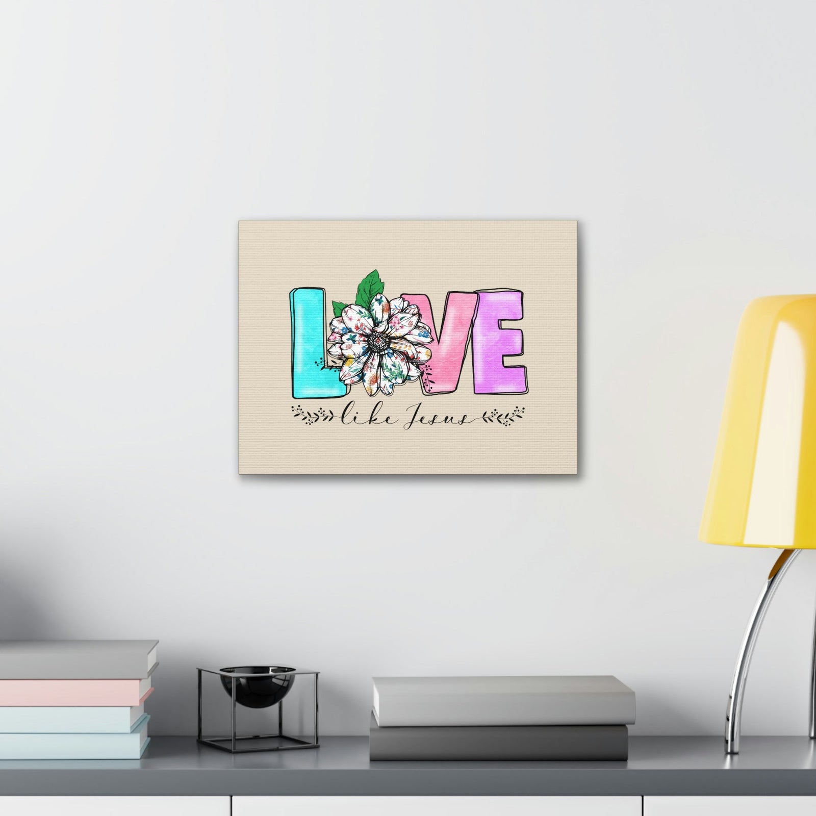 Scripture Walls Love Like Jesus Flower John 15:12 Bible Verse Canvas Christian Wall Art Ready to Hang Unframed-Express Your Love Gifts