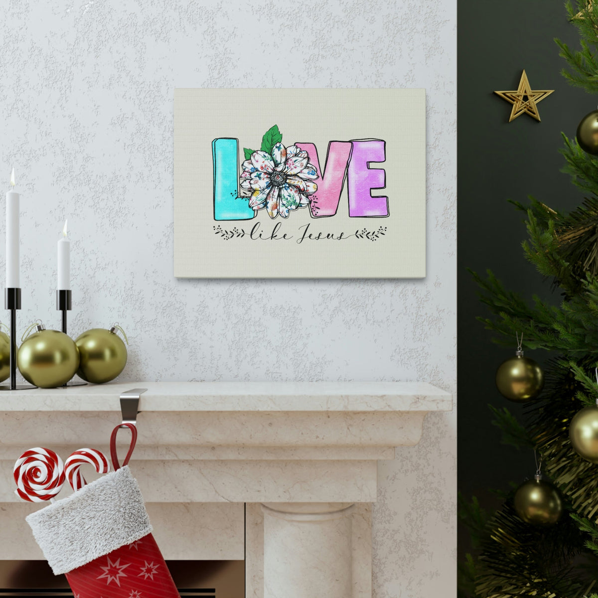 Scripture Walls Love Like Jesus Flower John 15:12 Bible Verse Canvas Christian Wall Art Ready to Hang Unframed-Express Your Love Gifts
