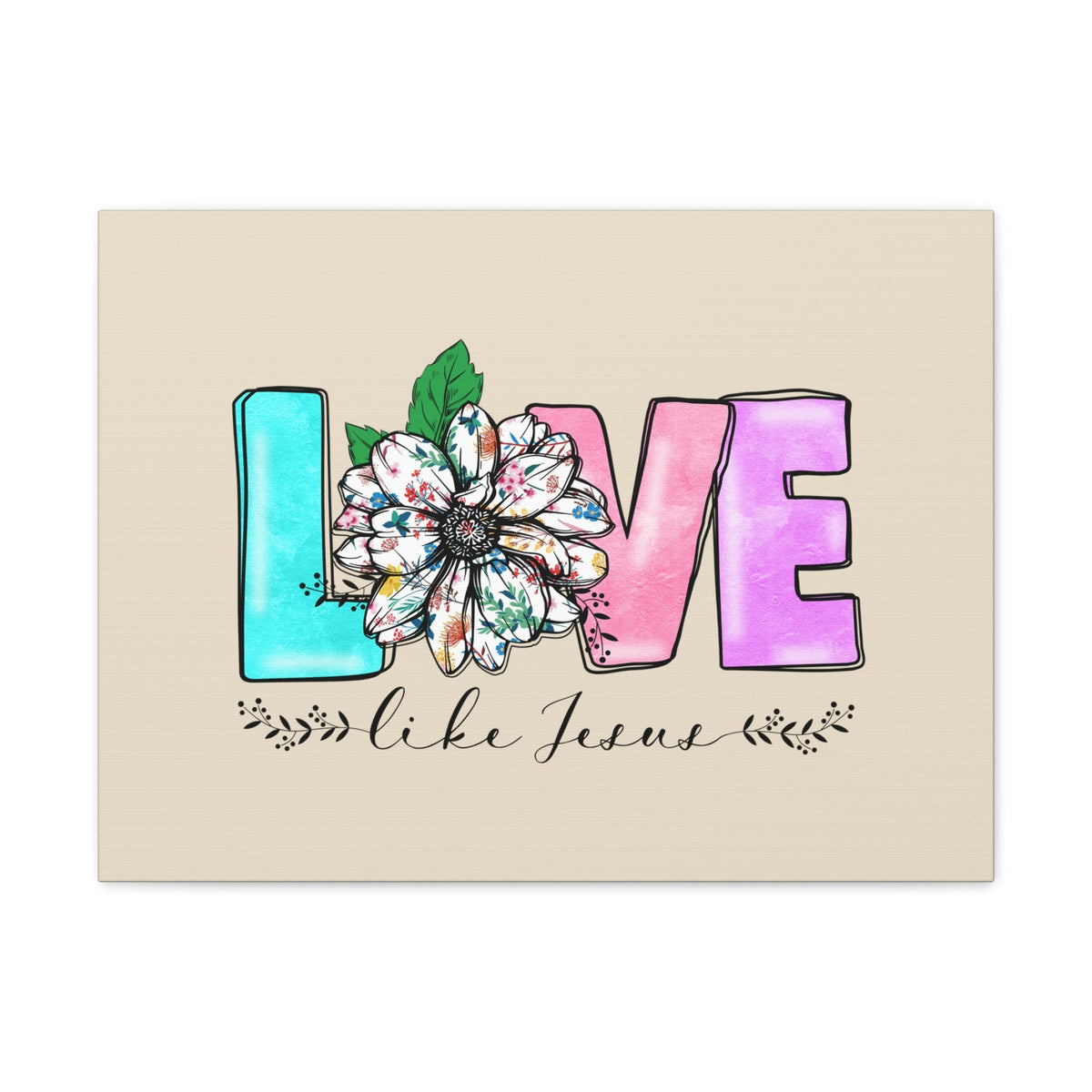 Scripture Walls Love Like Jesus Flower John 15:12 Bible Verse Canvas Christian Wall Art Ready to Hang Unframed-Express Your Love Gifts