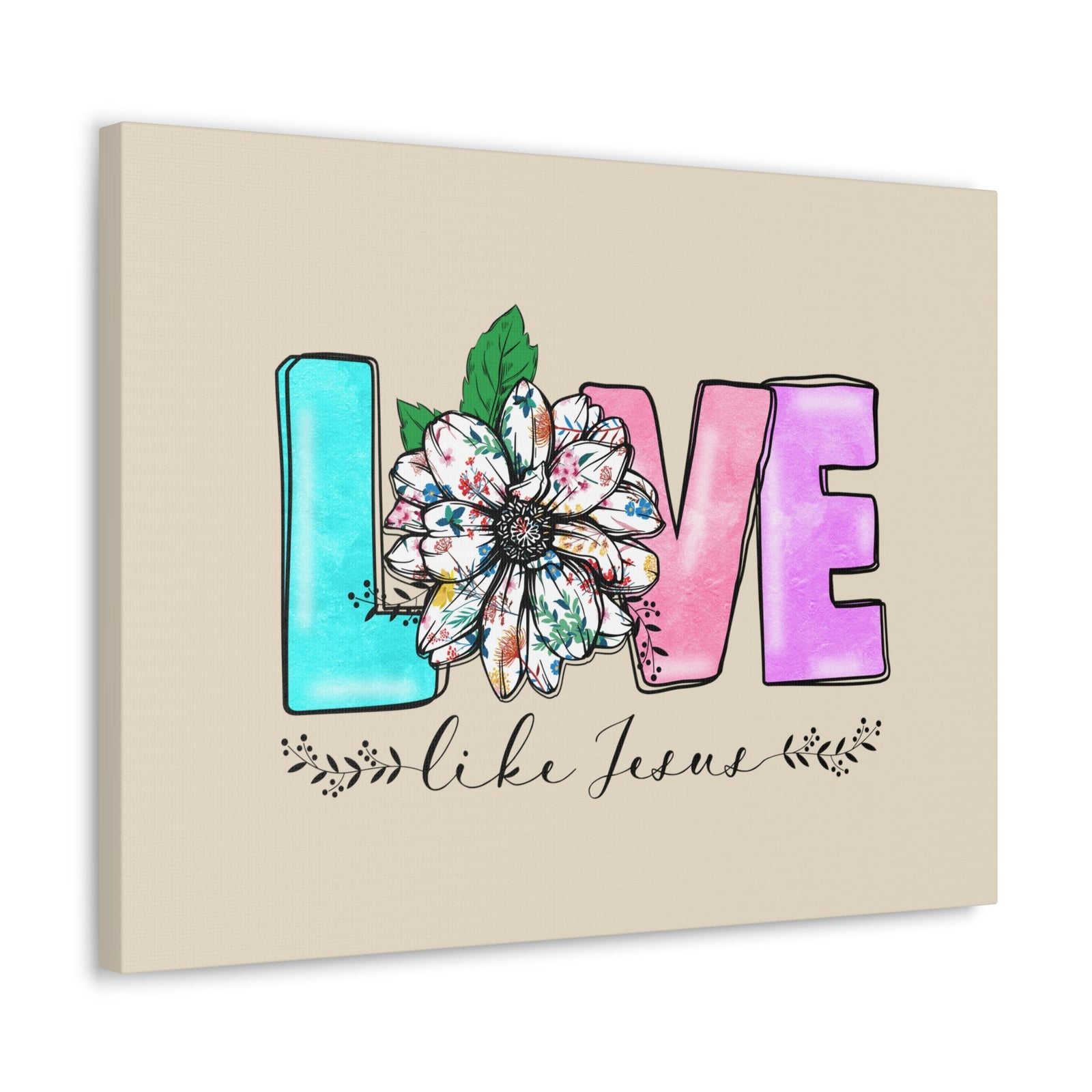 Scripture Walls Love Like Jesus Flower John 15:12 Bible Verse Canvas Christian Wall Art Ready to Hang Unframed-Express Your Love Gifts
