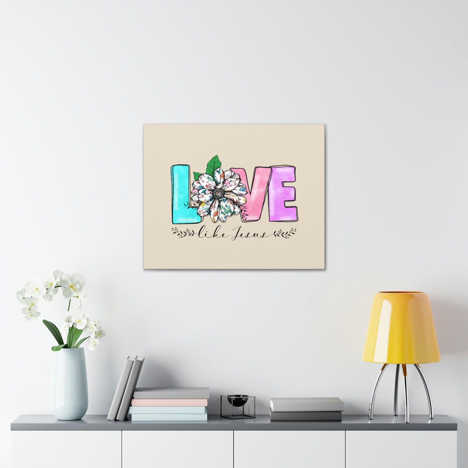 Scripture Walls Love Like Jesus Flower John 15:12 Bible Verse Canvas Christian Wall Art Ready to Hang Unframed-Express Your Love Gifts