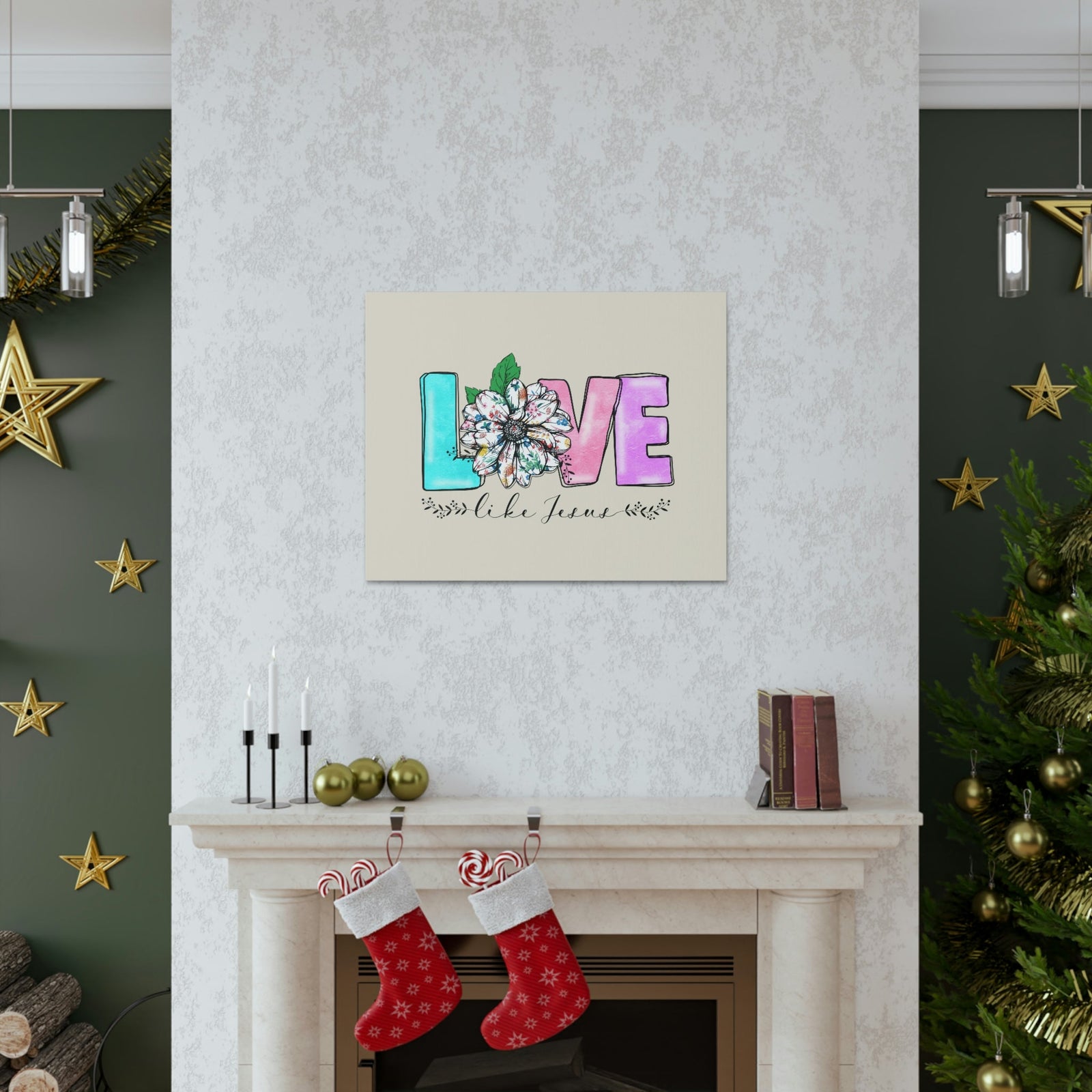 Scripture Walls Love Like Jesus Flower John 15:12 Bible Verse Canvas Christian Wall Art Ready to Hang Unframed-Express Your Love Gifts