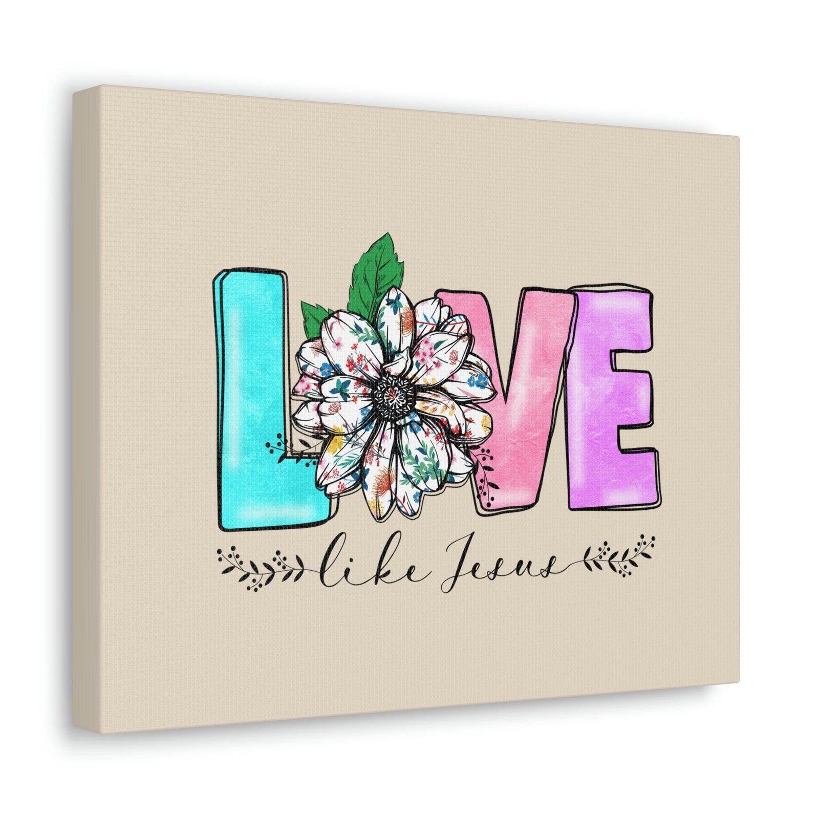 Scripture Walls Love Like Jesus Flower John 15:12 Bible Verse Canvas Christian Wall Art Ready to Hang Unframed-Express Your Love Gifts