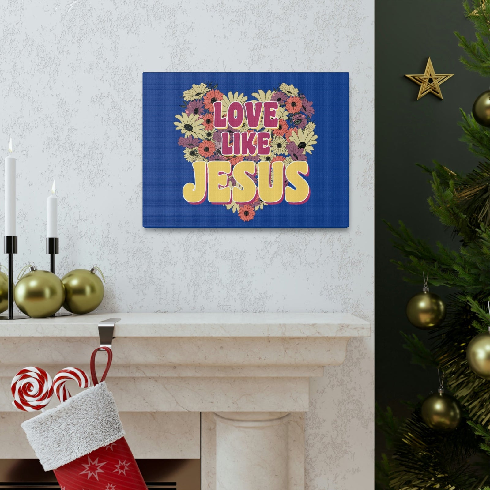 Scripture Walls Love Like Jesus John 15:12 Flower Heart Christian Wall Art Bible Verse Print Ready to Hang Unframed-Express Your Love Gifts