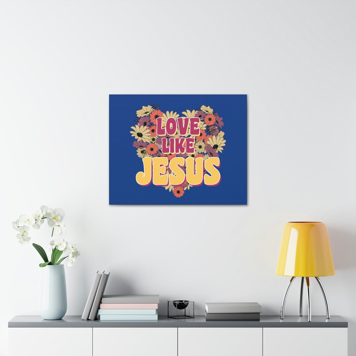 Scripture Walls Love Like Jesus John 15:12 Flower Heart Christian Wall Art Bible Verse Print Ready to Hang Unframed-Express Your Love Gifts