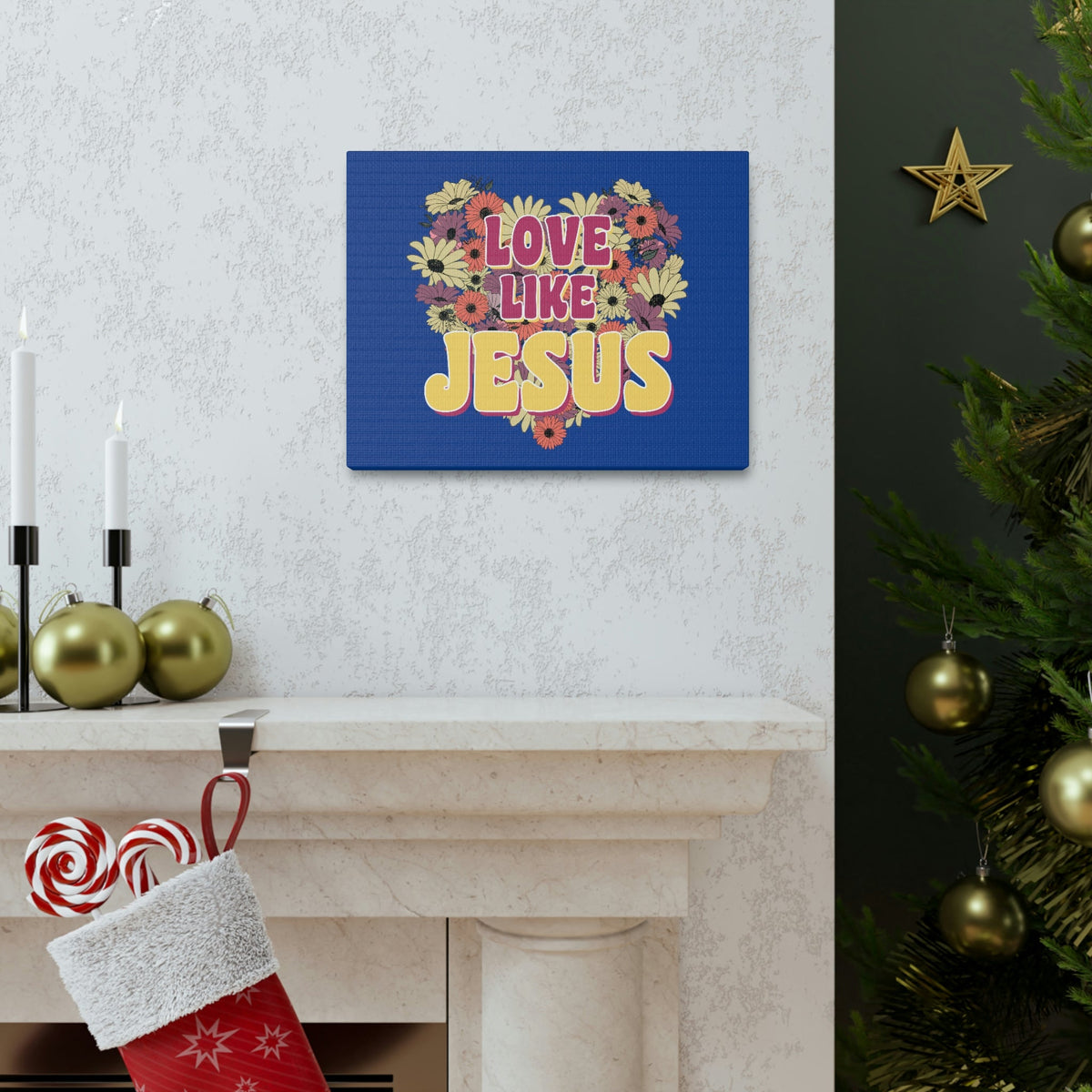 Scripture Walls Love Like Jesus John 15:12 Flower Heart Christian Wall Art Bible Verse Print Ready to Hang Unframed-Express Your Love Gifts