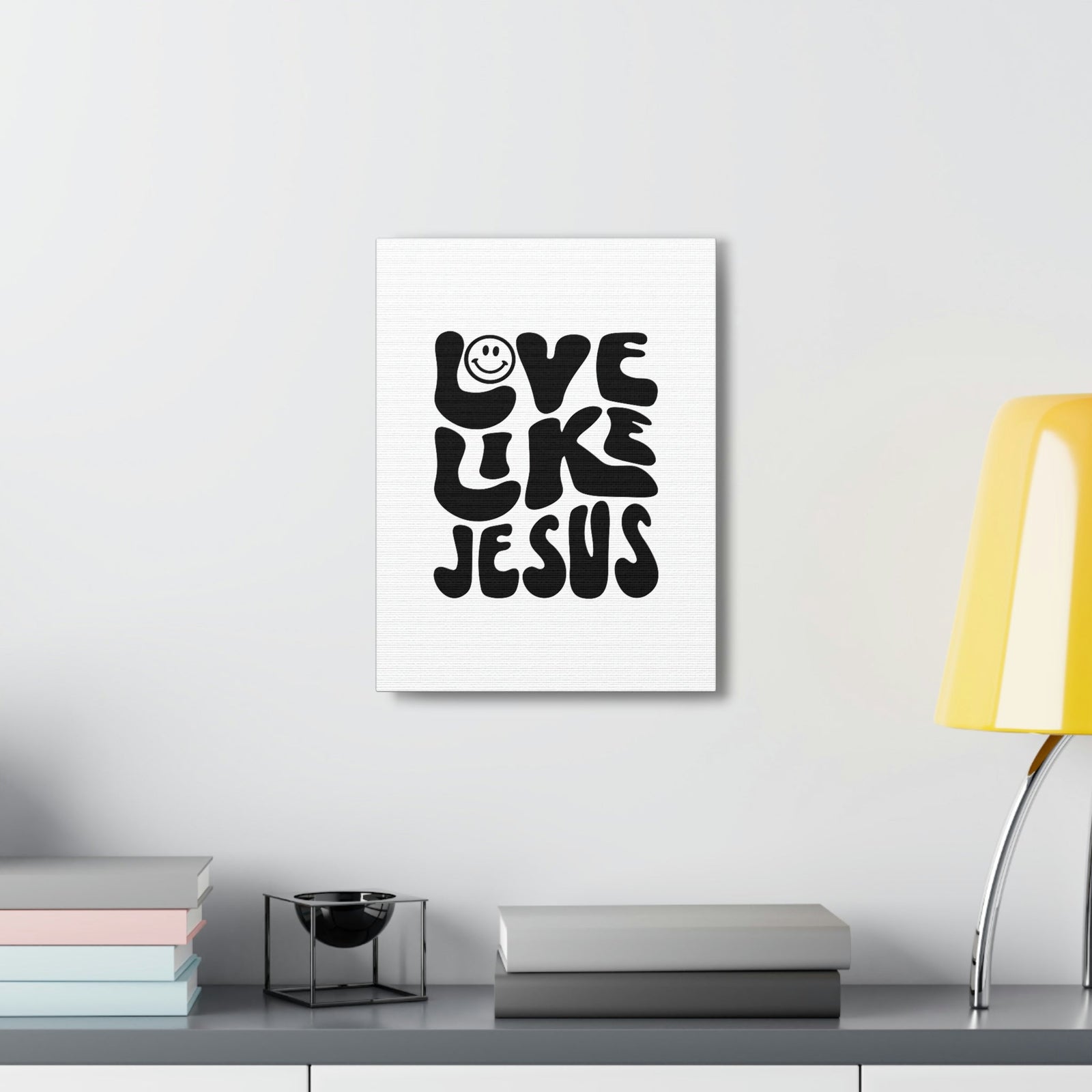 Scripture Walls Love Like Jesus John 15:12 Smiley Bible Verse Canvas Christian Wall Art Ready to Hang Unframed-Express Your Love Gifts