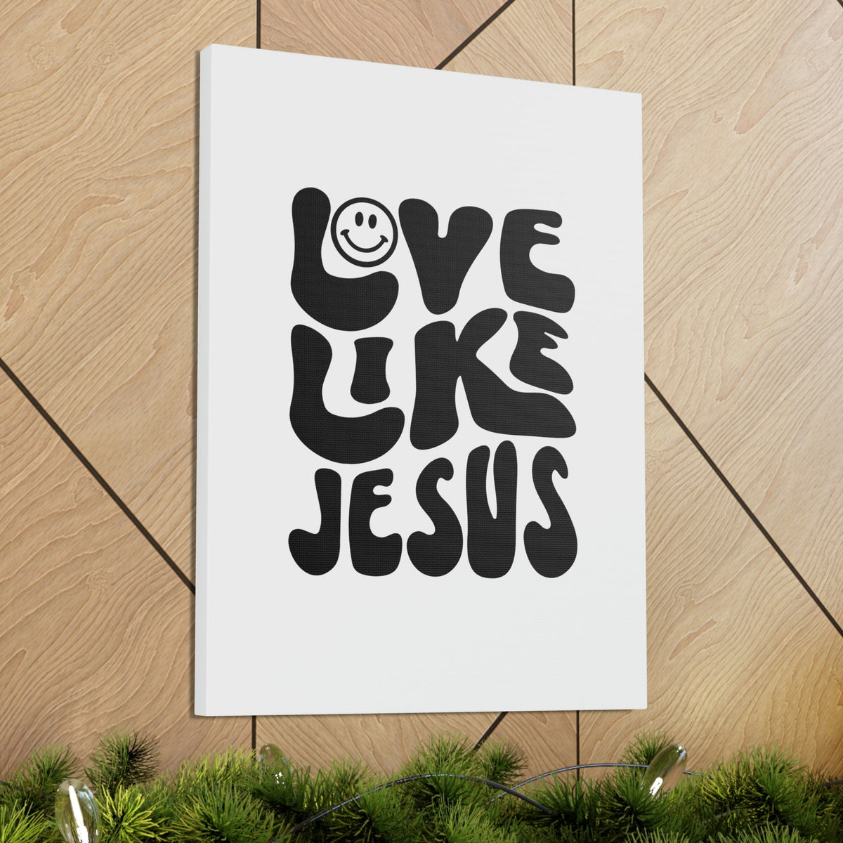 Scripture Walls Love Like Jesus John 15:12 Smiley Bible Verse Canvas Christian Wall Art Ready to Hang Unframed-Express Your Love Gifts