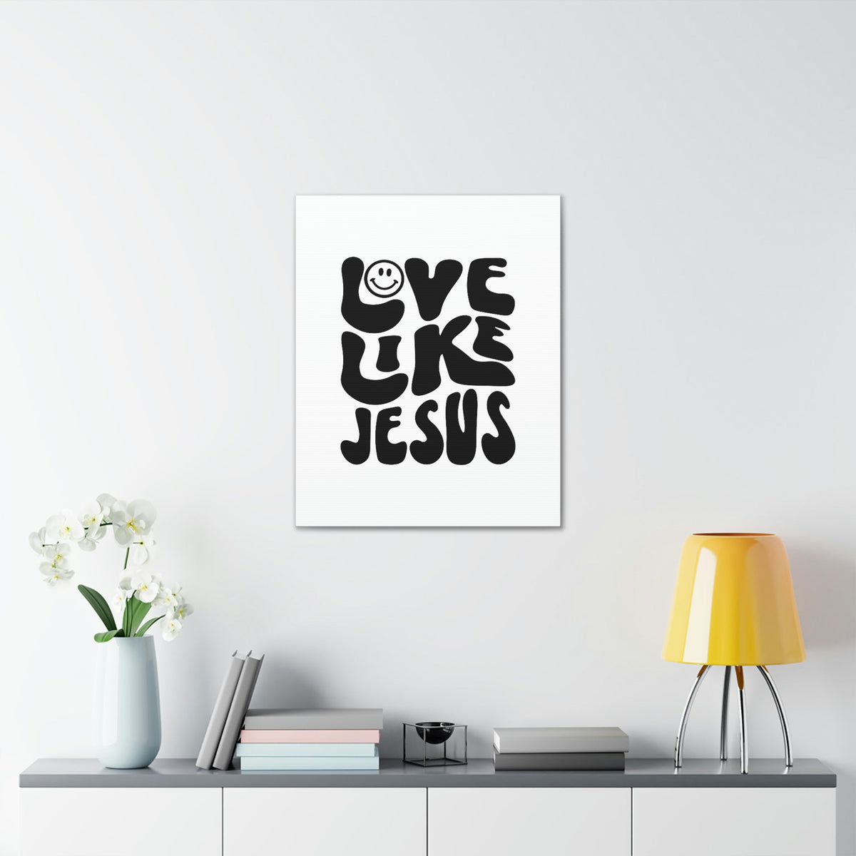 Scripture Walls Love Like Jesus John 15:12 Smiley Bible Verse Canvas Christian Wall Art Ready to Hang Unframed-Express Your Love Gifts