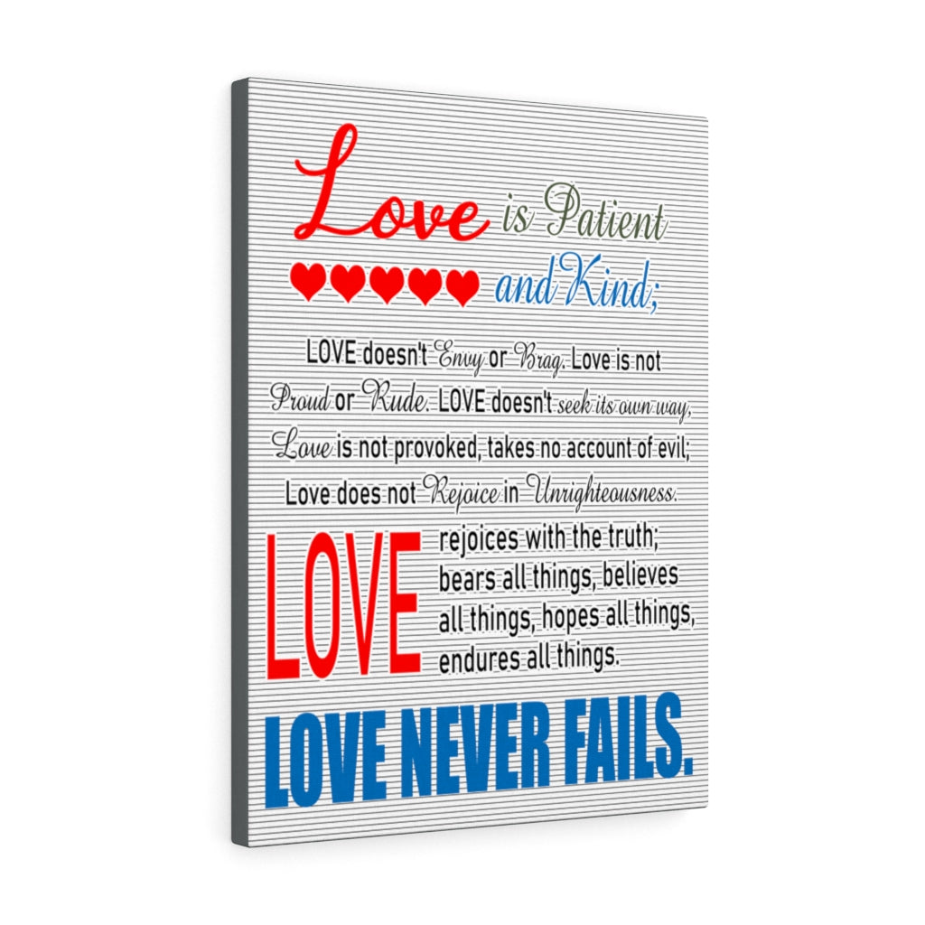 Scripture Walls Love Never Fails 1 Corinthians 13:4Ã¢ÂÂ­-Ã¢ÂÂ¬8 Bible Verse Canvas Christian Wall Art Ready to Hang Unframed-Express Your Love Gifts