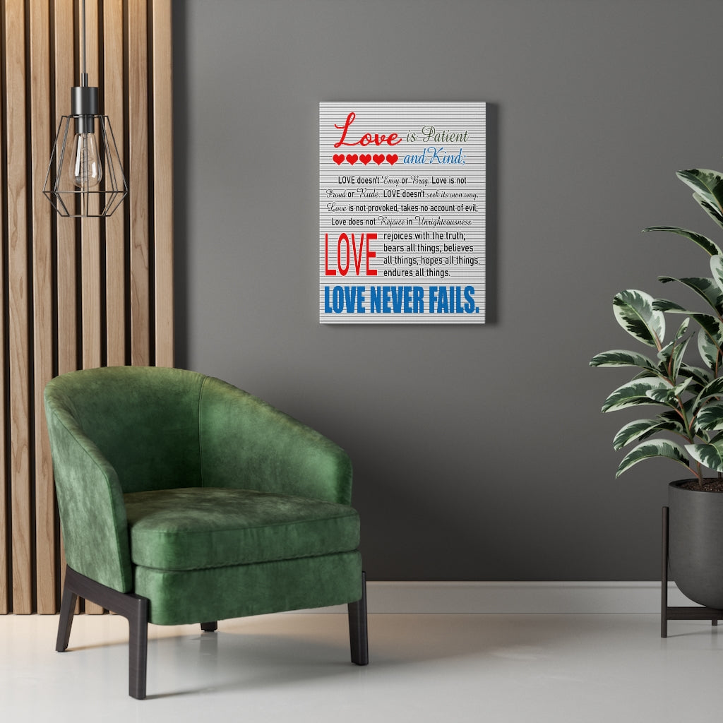 Scripture Walls Love Never Fails 1 Corinthians 13:4Ã¢ÂÂ­-Ã¢ÂÂ¬8 Bible Verse Canvas Christian Wall Art Ready to Hang Unframed-Express Your Love Gifts