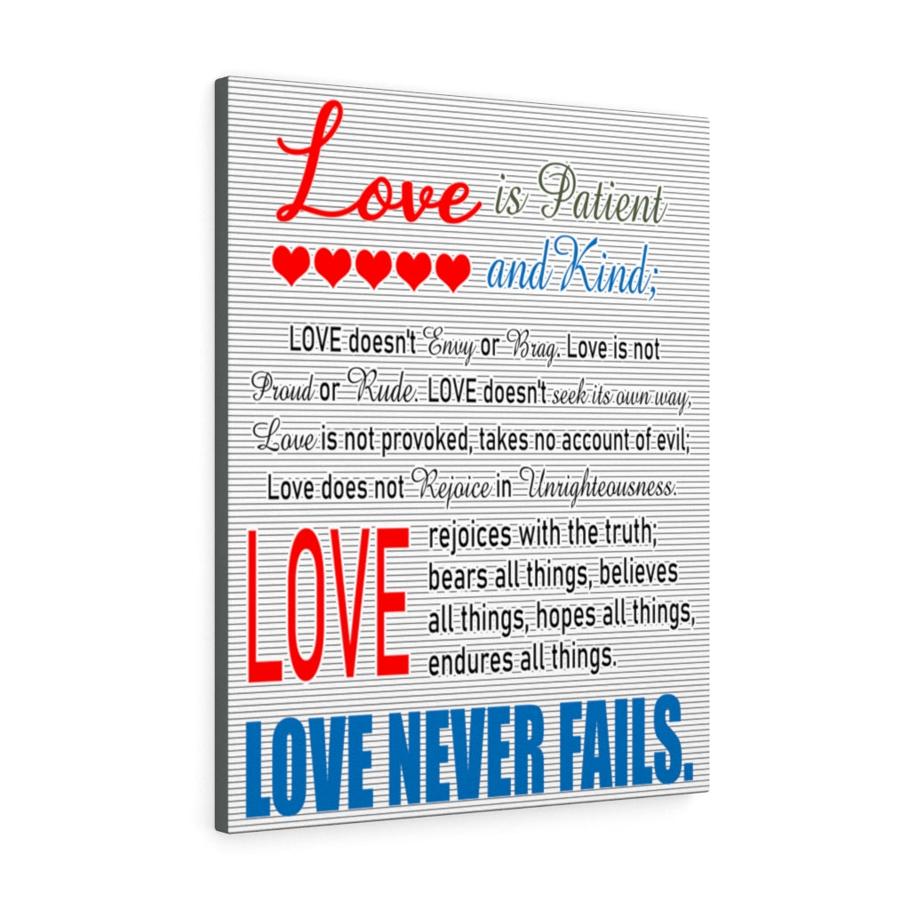 Scripture Walls Love Never Fails 1 Corinthians 13:4Ã¢ÂÂ­-Ã¢ÂÂ¬8 Bible Verse Canvas Christian Wall Art Ready to Hang Unframed-Express Your Love Gifts